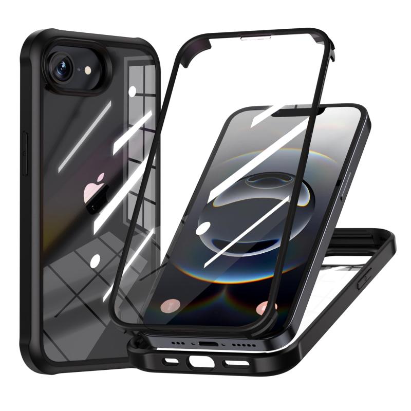 MQman iPhone16e ������ ξ��Ʃ�� ���̥��饹+����PC�ץ졼�� 360�������ݸ� 100����̥��å����� �Ѿ׷� �������饹 �ե����+�Хå���...