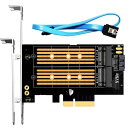 GLOTRENDS PA12 2 in 1 M.2 SSD - PCIe 4.0 X4変換アダプターカード、1xM.2 NVMe SSDと1xM.2 SATA SSDに適合
