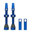 Thinvik チューブレスバルブ 仏式 チューブレス対応リム用 48mm 70mm 超軽量 アルミ合金 耐久防錆 2本セット (アルミニウム合金バルブキャップ付) + コア外しツール付き (48mm ダークブルー)