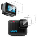 【2+2枚セット】対応 Gopro Hero ガラスフィルム(2枚)+レンズフィルム(2枚) 強化ガラス 日本旭硝子製 Greerass 硬度9H 超高透過率 傷つけ防止 疎水疎油 指紋·汚れ防止 HDビジョン 全面保護 耐衝撃 飛