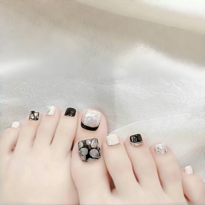 ジェルネイルシール 足用 24枚入 マニキュア膜付 長持ち無臭 防水 安全 貼るジェルネイル 貼って固めるグラデーション オフィスネイル キラキラ 可愛い シンプル 女性 プレゼント ツール付