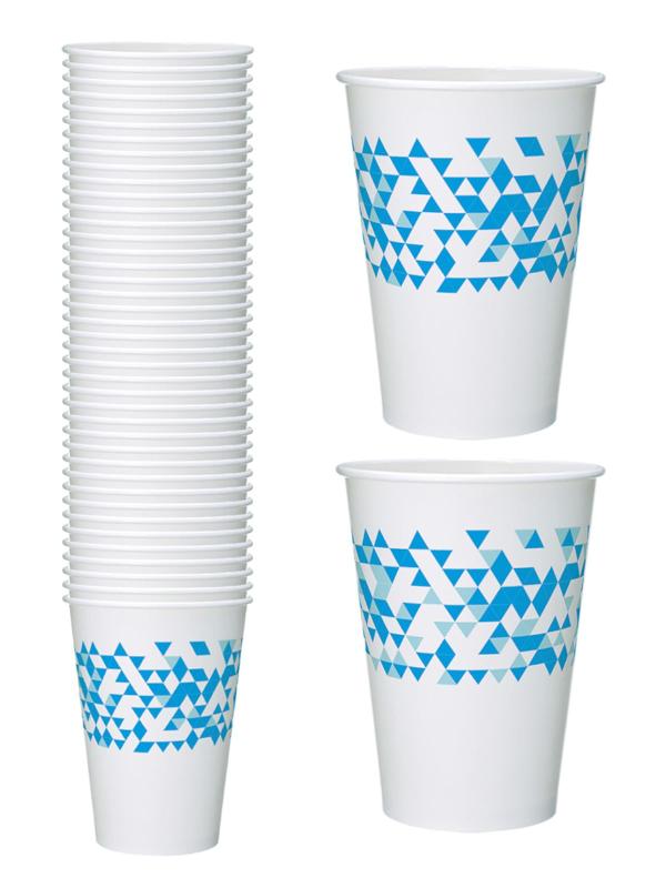 日本デキシー 紙コップ 494ml ブルー 2柄アソート 50個入 日本製 結露に強い 丈夫 使い捨て コールドカ..