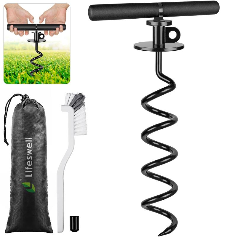 Lifeswell 15インチ 犬用タイアウトステーク 高耐久犬用スパイラルステーク 中型から大型犬用 最大220..