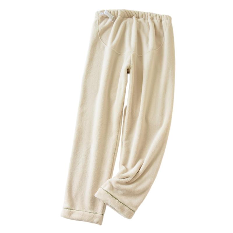 [Kasiciki] マタニティ暖かいロングパンツ 妊婦用フランネル パジャマボトムス 厚手 秋冬対応 部屋着 防寒 腹巻きホームウェア 動きやすい 産前産後兼用高品質フランネル素材：肌に触れる感触が優しく、高い保温性で寒い季節も温かく快適...