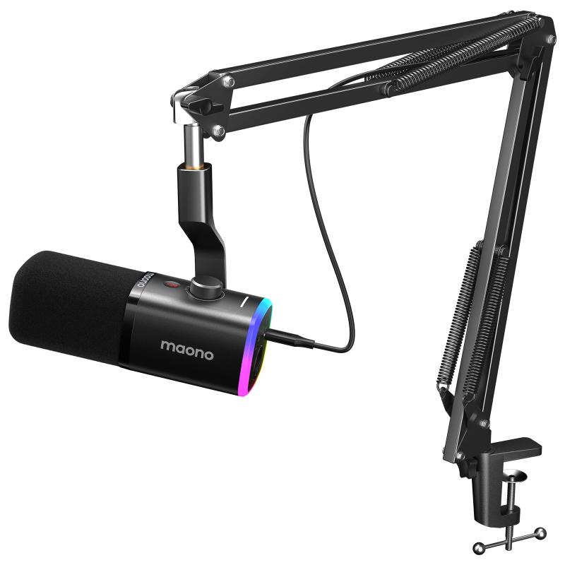 MAONO XLR/USB ゲーミングマイク ノイズキャンセリング PCマイクセット ポッドキャスト ストリーミング用 ダイナミックマイク ミュートボタン 単一指向性 YouTube 録音 ゲームチャット ライブ配