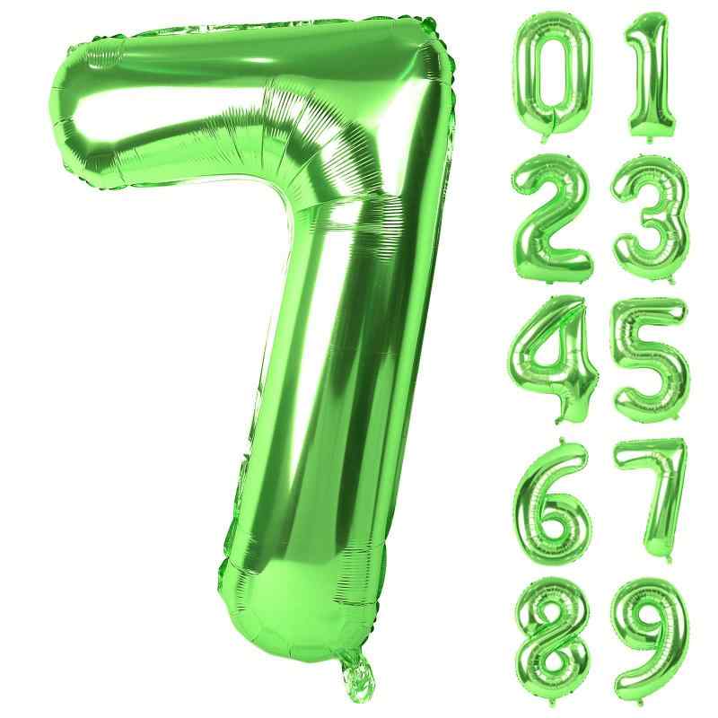Lausatek バルーン アルミ風船 数字7 ナンバー 40インチ 大きい 誕生日 ハッピーバースデー 飾り付け ウェディング 記念日 パーティー 緑 約90cm グリーン