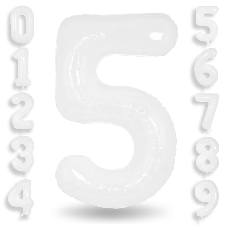白い 数字バルーン 数字5 ナンバー 風船 大きい 40インチ 約90cm 誕生日 バルーン バースデー パーティー 飾り付け ウェディング 記念日 デコレーション Ptyceler【ナンバー「5」】約90 cmの超大型白い数字バルーンとても目立って、このデジタル風船はきっとあなたの活動をもっと意味があると信じています。0～9の好きな数字を選んでください。【リサイクル可能】この大サイズのホワイト数字風船は、耐久性のあるアルミニウムフィルム材料を使用して作られています。使い終わったら付属のストローで空気を抜くことができ、次回の再利用に便利です。【適用範囲が広い】家族の大切な誕生日にぴったりです。もちろん様々な祝日、結婚式、記念日、卒業式、店舗開業などの場面でも重要な役割を果たすことができます。あとで記念すべき写真を撮りましょう。【使い方】デジタルバルーンの底の気孔から90%の空気を充填した後、バルーンの頂部の孔をリボンで通して吊り下げて飾ることもできるし、ヘリウムガスを充填して、バルーンを浮遊させる空にすることもできる。【品質】 当店製品にご質問がございましたらの場合は必ずの【注文履歴】-【出品者への連絡】をクリックし、メールにてご連絡ください。 ﻿