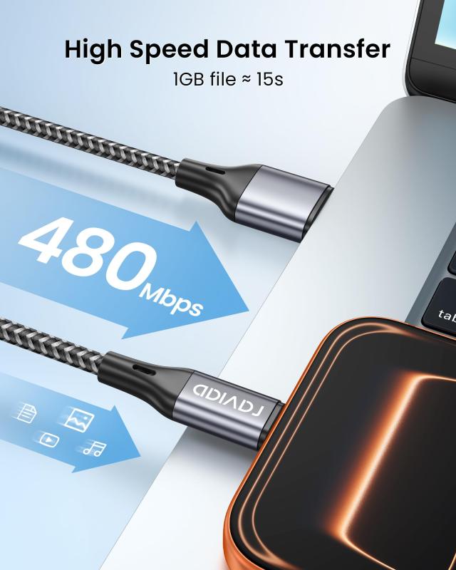 コストマーケットのRAVIAD USB Type C ケーブル【1m/2本セット】タイプ C ケーブル 3A 急速充電 高速データ転送 高耐久ナイロン編み USB-A to USB-C ケー ブル Redmi 9T、Xperia XZ3 XZ2 XZs、Galaxy S2｜アングル3