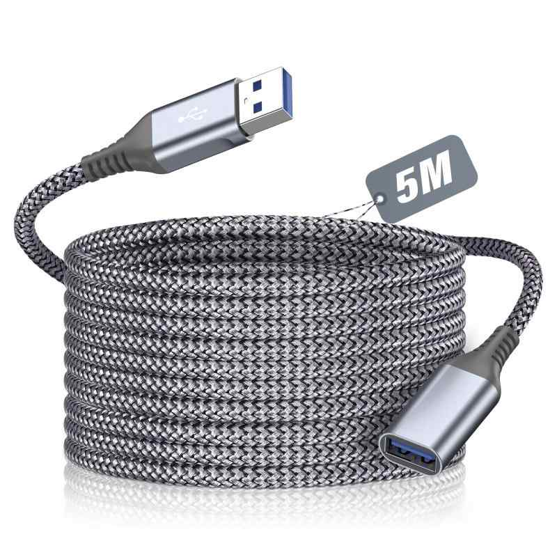 USB 3.0 延長ケーブル 5M USB 延長 タイプAオス-タイプAメス USBケーブル データ高速転送5Gbps USBケーブル 延長コード金メッキコネクタ プリンター、スキャナー、カメラ、ドライブ、USBディスク、