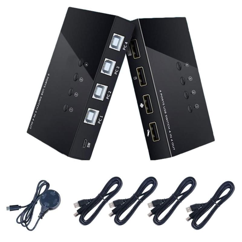 NEC - ES-Tune USB2.0切替器 4入力4出力 USBセレクター ハブ機能付き 複数PC共有対応 プリンタ マウス キーボード 外付けHDD対応 Windows/Mac/Linux ホットスワップ対応 ドライバ不要