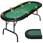 送料無料 8人用 ポーカーテーブル 幅186*奥行82*高さ75cm 折りたたみ式 ポーカーマット カップホルダー付き 安定 テーブルゲーム ポーカー用品 カードゲーム プレイマット