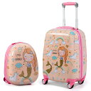 COSTWAY キッズキャリー 人魚姫 子供用キャリー キャリーケース スーツケース リュック 2点セット 機内持込み キャリーバッグ 誕生日プレゼント 入園プ...