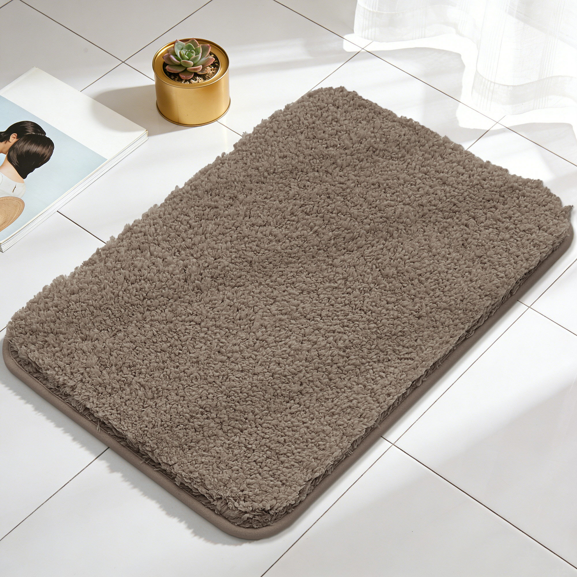 Rakuten - 送料無料 バスマット 速乾 吸水 ふわふわ 洗える 滑り止め 大判 ホテルスタイル 足拭き お風呂マット 浴室 洗面所 玄関 室内 40x60cm 50×80cm