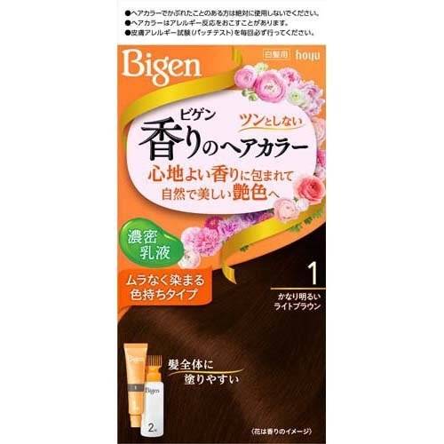 【ホーユー】ビゲン 香りのヘアカラー 乳液1 かなり明るいライトブラウン　1セット【bigen】【ビゲン】【白髪染め】【医薬部外品】