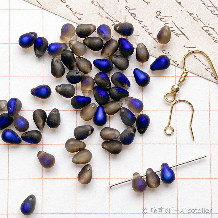 チェコビーズ 【4x6mm 48個】 ブルーメタ クリスタルアズロマット ドロップ しずく しずく型ビーズ ガラス ビーズ 専門店 A023