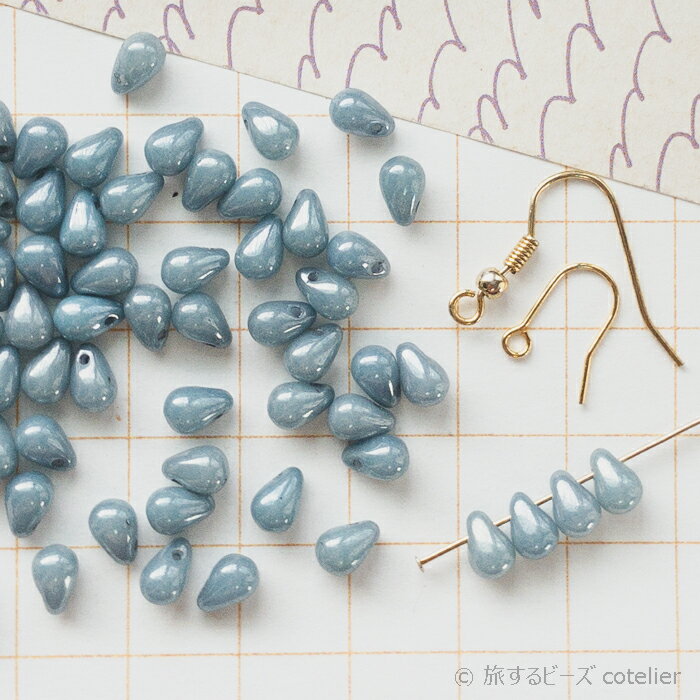 チェコビーズ 【4x6mm 48個】 ベイビーブルーラスター ブルー ドロップ しずく しずく型ビーズ ガラス ビーズ 専門店 A034