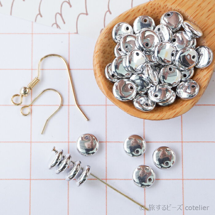 チェコビーズ 【6mm 28個】ラブラドールシルバー レンティル ラウンド ビーズ A070