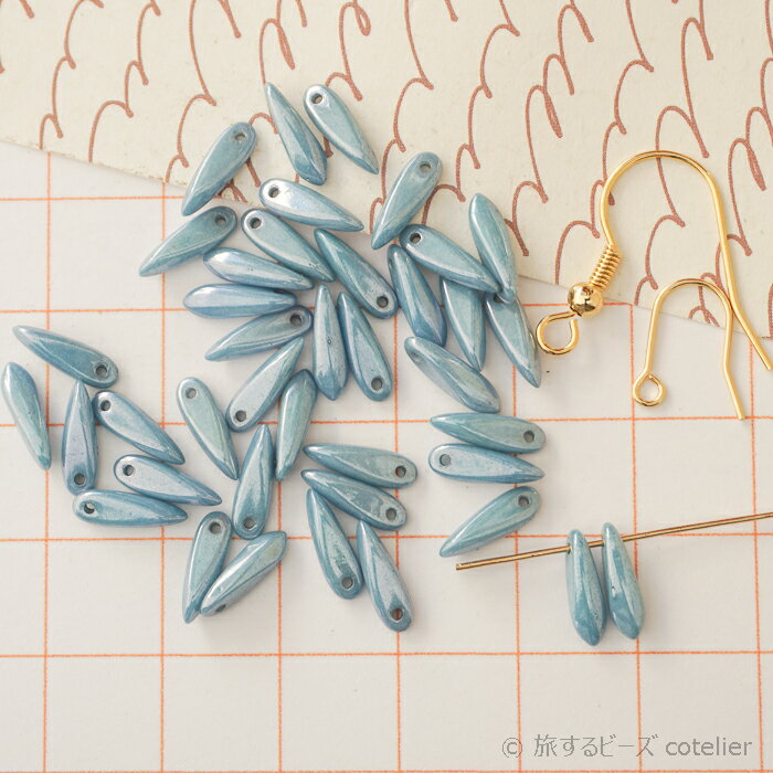 チェコビーズ 【3x11mm 38個】CWベイビーブルー ミニダガー ガラス ビーズ 専門店 A132