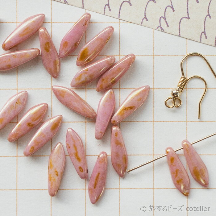 チェコビーズ 【16x5mm 18個】CWローマンローズ ピカソ ダガー ガラス ビーズ 手芸 専門店 A193