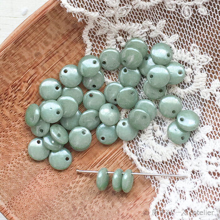 旅するビーズ cotelierのチェコビーズ 【6mm 38個】 CWティールラスター グリーン レンティル まる ラウンド ガラス ビーズ 専門店 A215｜アングル3