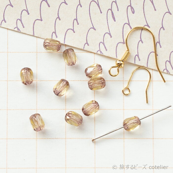 African Beads - チェコビーズ 【6x4mm 10個】イエローブロンズ FPファム オーバル ガラス ビーズ 手芸 専門店 A239