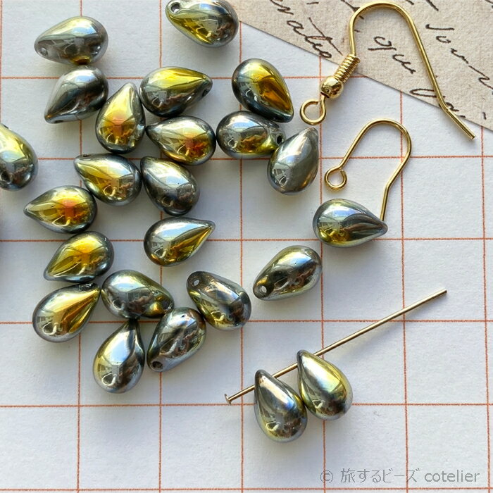 Glass Beads - チェコビーズ 【6x9mm 18個】 クリスタルマレア シルバー ドロップ しずく ガラスビーズ 輸入ビーズ C542