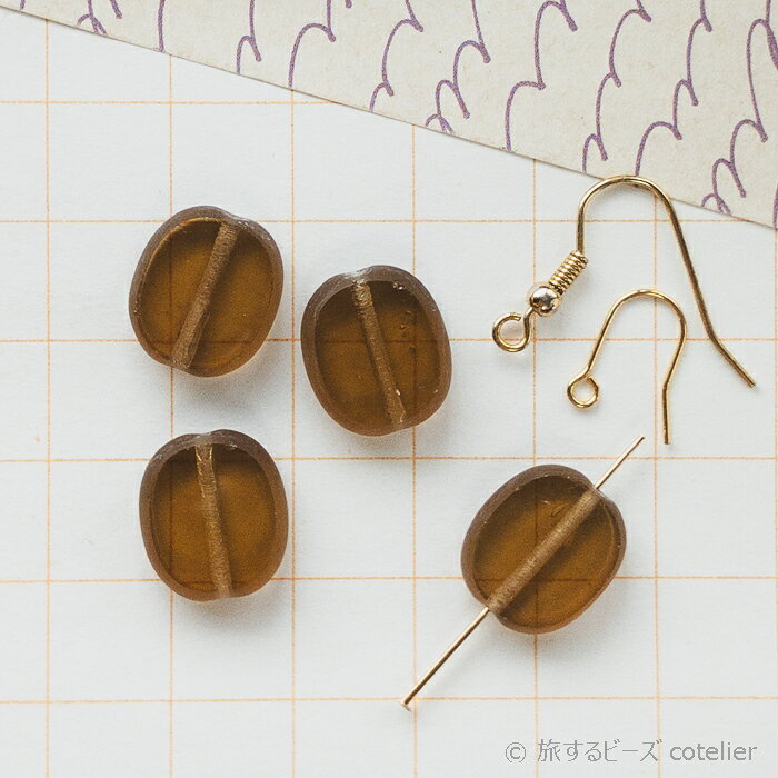 Rakuten - チェコビーズ 【12x14mm 4個 形状注意】 ブラウン オーバル テーブルカット ガラス ビーズ 手芸 専門店 C1236