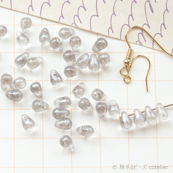 Rakuten - チェコビーズ 【4x6mm 48個】 クリアシルバー ドロップ しずく型 ガラス ビーズ 手芸 専門店 C1373