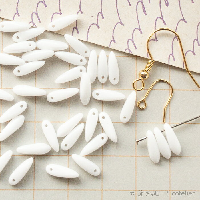 チェコビーズ 【3x11mm 38個】 チョークホワイト ミニダガー ガラス ビーズ 手芸 専門店 C1397