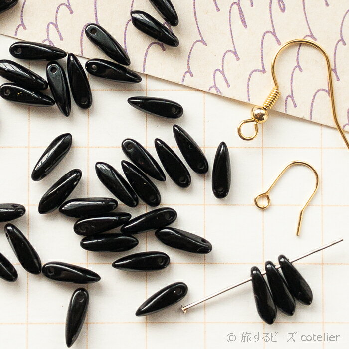 Rakuten - チェコビーズ 【3x11mm 38個】 ジェットブラック ミニダガー ガラス ビーズ 手芸 専門店 C1399