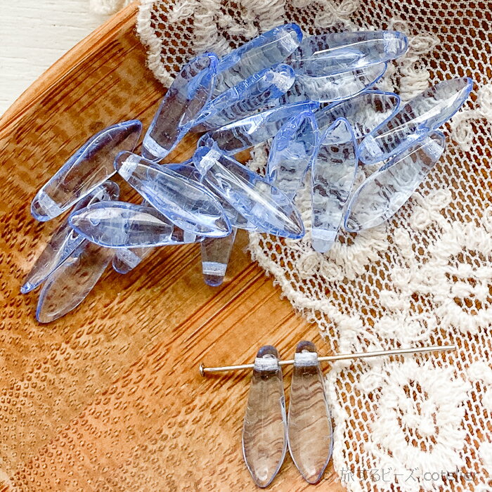 チェコビーズ 【16x5mm 18+10個 訳アリ】 クリアライトブルー ダガー ガラス ビーズ 手芸 専門店 C1407 3