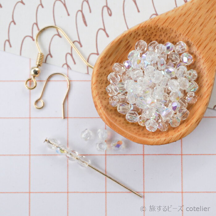 Rakuten - チェコビーズ 【3mm 50個】 クリアABオーロラ ファイアポリッシュ ガラス ビーズ 輸入ビーズ ファイヤポリッシュ チェコ ガラスビーズ チェコガラス チェコガラスビーズ 手芸 手芸用ビーズ 小さめ 極小 オーロラ FP3-073