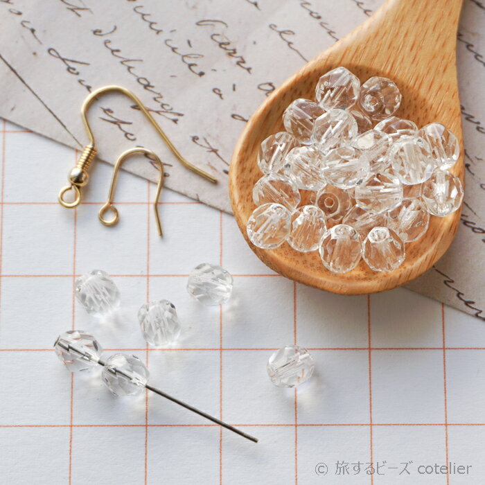 チェコビーズ 【6mm 38個】クリスタル ファイアポリッシュ ガラス ビーズ 輸入ビーズ FP6-068