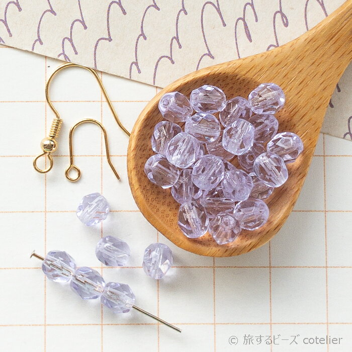 Glass Beads - チェコビーズ 【6mm 18個】 パープル アレキサンドライト ファイアポリッシュ ガラス ビーズ 専門店 FP6-149