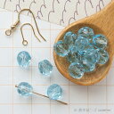 チェコビーズ 【8mm 18個】 アクアブルー ファイアポリッシュ ガラス ビーズ 手芸 専門店 FP8-094