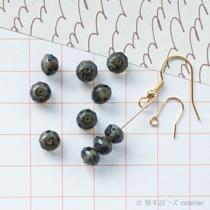 Rakuten - チェコビーズ 【5x7mm 10個】 ブルーピカソ FPボタンカット ドーナツ ロンデル スペーサー ガラス ビーズ 手芸 専門店 R064