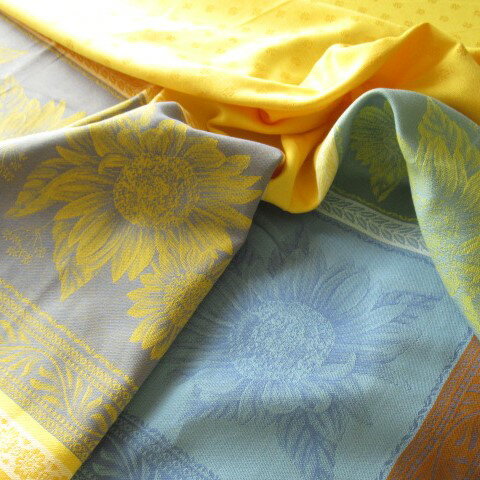 【フランス直輸入】撥水加工ジャガード織テーブルクロス（160×250cm） ボーリウ