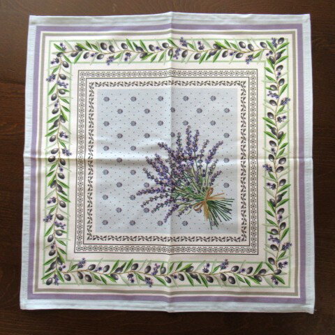 【フランス直輸入】プロヴァンス柄　テーブルナプキン　ラベンダー柄（水色）