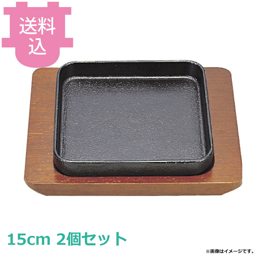 サンワ 鉄 ギョーザ皿 角 15cm 2個セット 【送料込・代引不可】