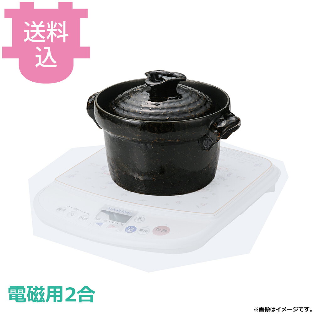 砺波商店 電磁用共蓋2合ごはん鍋 黒アメ釉 35131 【送料込・代引不可】