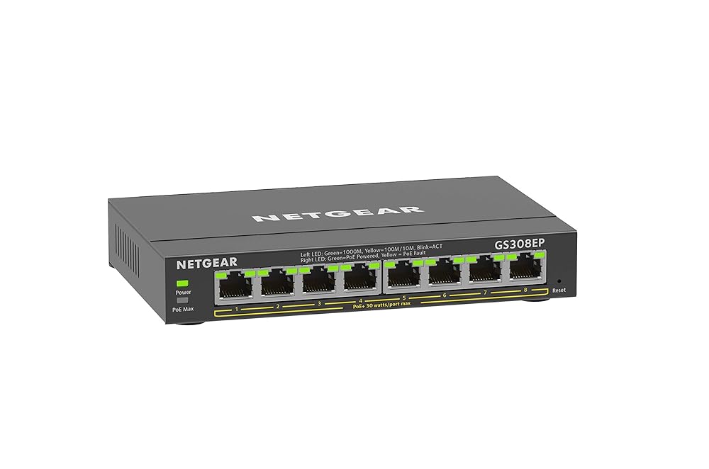 Rakuten - ネットギア アンマネージプラス スイッチングハブ ギガ8ポート PoE+対応(全体62W) 卓上型コンパクト GS308EP VLAN QoS 静音ファンレス 省電力 5年保証