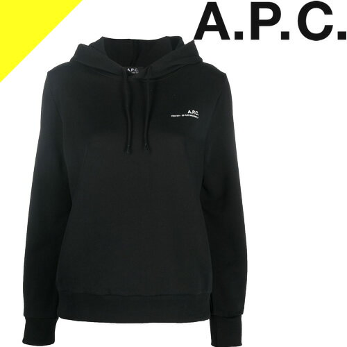 A.P.C. アーペーセー パーカー レディース プルオーバーパーカー スウェット 長袖 ロゴ プリント ブランド 黒 ブラック ITEM HOODIE COFBQ F27674