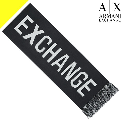 アルマーニ マフラー（メンズ） アルマーニ エクスチェンジ マフラー ストール メンズ ロゴ 防寒 ブランド プレゼント 黒 ブラック ARMANI EXCHANGE SCARF WITH FRINGE 6GZ42Q ZMS1Z [ネコポス発送]