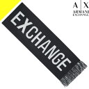 アルマーニ アルマーニ エクスチェンジ マフラー ストール メンズ ロゴ 防寒 ブランド プレゼント 黒 ブラック ARMANI EXCHANGE SCARF WITH FRINGE 6GZ42Q ZMS1Z [ネコポス発送]