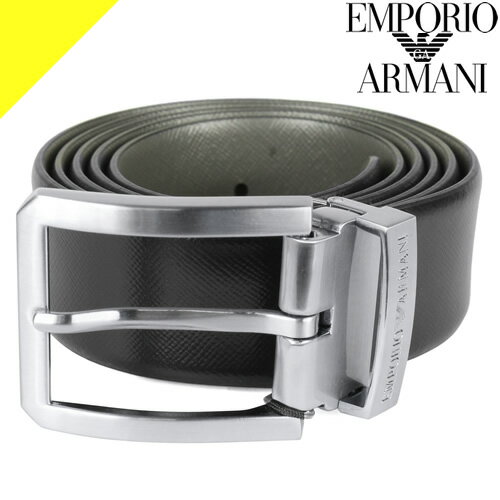 エンポリオアルマーニ ベルト メンズ ブランド カジュアル ビジネス おしゃれ 大きいサイズ プレゼント 黒 ブラック EMPORIO ARMANI Reversible Saffiano Leather Belt Y4S298 YLQ6E