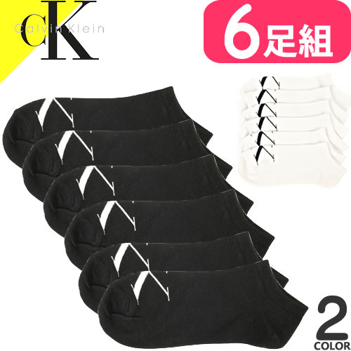 カルバンクライン 靴下 ソックス アンクル丈 6足セット レディース ロゴ くるぶし ブランド プレゼント 白色 黒色 ホワイト ブラック Calvin Klein 6 PACK SOCKS CVW211FN02 [ネコポス発送]のサムネイル