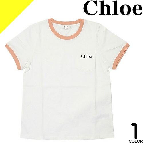 Rakuten - クロエ キッズ Tシャツ 半袖 レディース リンガーT ロゴ 胸ポケット クルーネック 丸首 コットン 綿100% ブランド カジュアル 白 ホワイト Chloe Kids CREWNECK T-SHIRT C20860 [ネコポス発送]