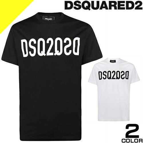 ディースクエアード Tシャツ メンズ 半袖 クルーネック 丸首 ロゴ ブランド 大きいサイズ 綿 白 黒 ホワイト ブラック DSQUARED2 VELVET LOGO T-SHIRT S74GD1394 D20020 
