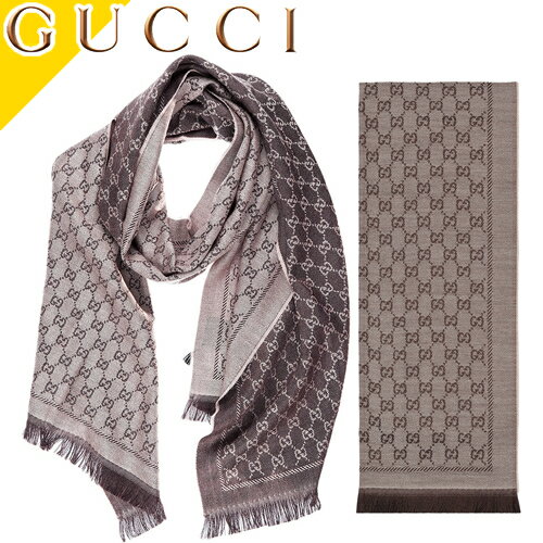 グッチ マフラー スカーフ ストール メンズ レディース GG柄 リバーシブル ウール ブランド プレゼント ブラウン ベージュ GUCCI Wool GG jacquard scarf 411115 3G200 [ネコポス発送]