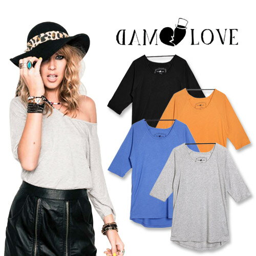 マッドラブ Tシャツ チュニック ワンピース トップス レディース 半袖 ゆったり ブランド おしゃれ きれいめ 大きいサイズ 無地 カジュアル 大人可愛い 夏 春 薄手 五分袖 七分袖 黒 青 ブラック グレー ブルー オレンジ MAD LOVE [ネコポス発送]